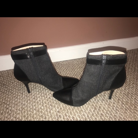 Claudia ciuti black real leather and gray wool booties made in italy size 9 - Picture 3 of 5